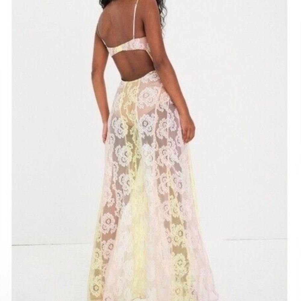 🌸 For Love & Lemons Pastel Lace Maxi Dress XXS – NWT - Picture 3 of 16